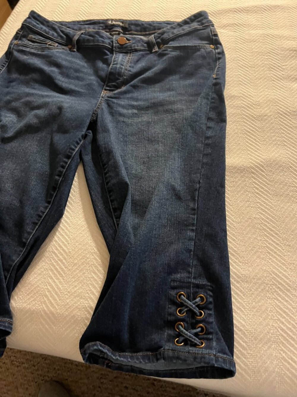 D.jeans Dark Wash Lace‑Up Hem Jeans – Size 14